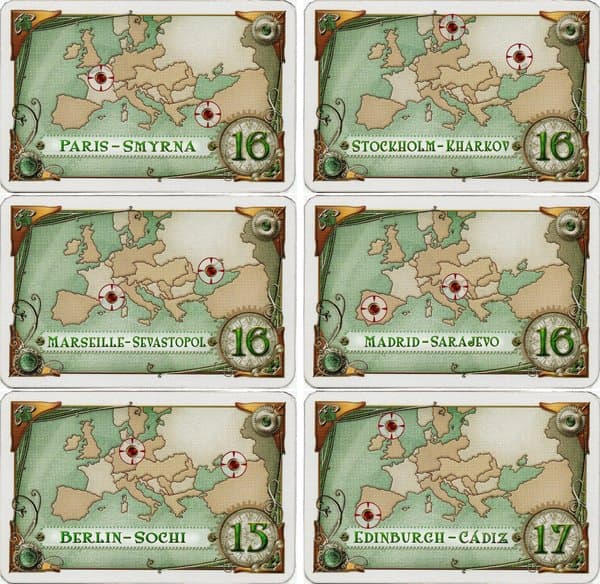 New destination tickets (fan expansion for Ticket to Ride Europe)