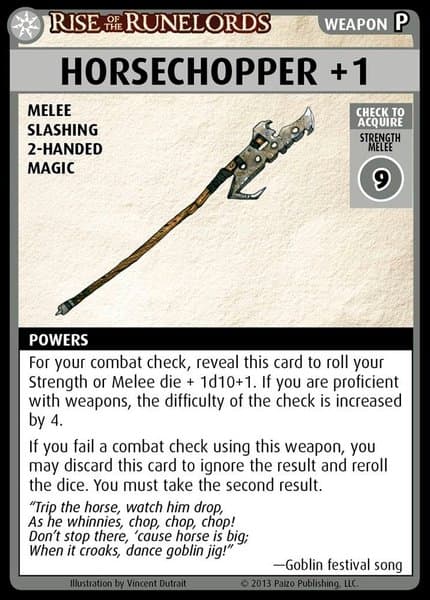 Pathfinder Adventure Card Game: Rise of the Runelords – "Horsechopper +1" Promo Card