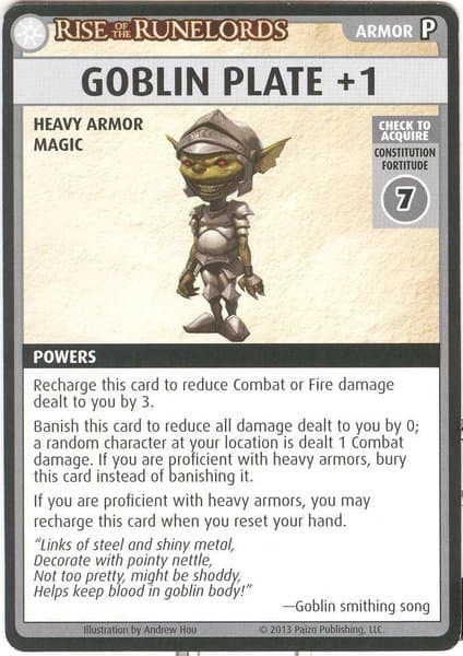 Pathfinder Adventure Card Game: Rise of the Runelords – "Goblin Plate +1" Promo Card