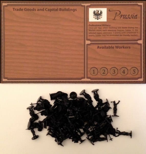 Empires: Age of Discovery – Prussia Player Board and Black Figures
