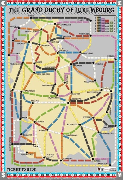 The Grand Duchy of Luxembourg (fan expansion for Ticket to Ride)