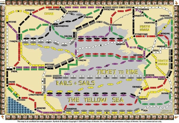 Yellow Sea (fan expansion for Ticket to Ride: Rails and Sails)