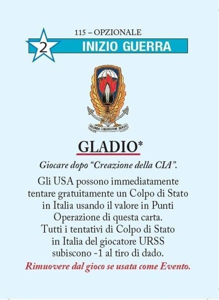 Twilight Struggle: Gladio Promo Card