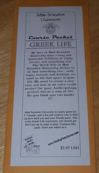 Mad Scientist University Course Packet: Greek Life