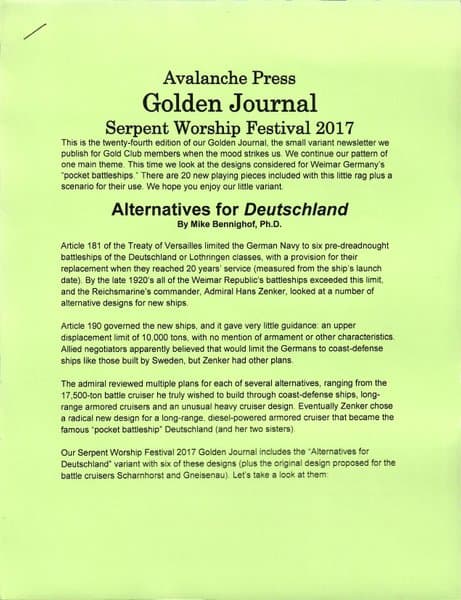 Second World War at Sea: Alternatives for ''Deutschland''