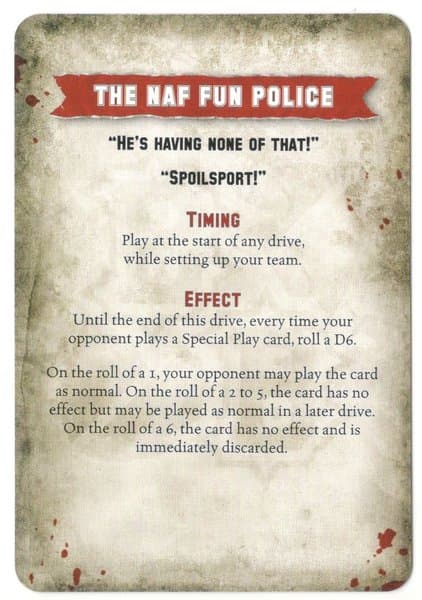 Blood Bowl (2016 Edition): The NAF Fun Police Promo Card