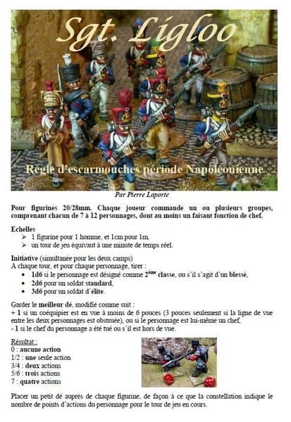 Sgt Ligloo: Règle d'escarmouches, période Napoléonnienne