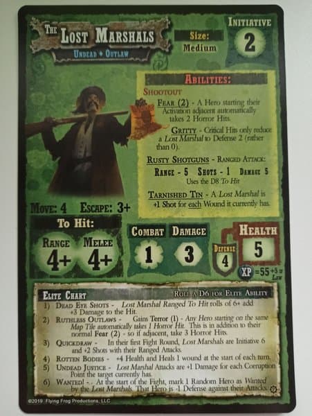 Shadows of Brimstone: Undead Outlaws and Undead Gunslinger Deluxe Enemy Pack – The Lost Marshals Enemy Record Sheet