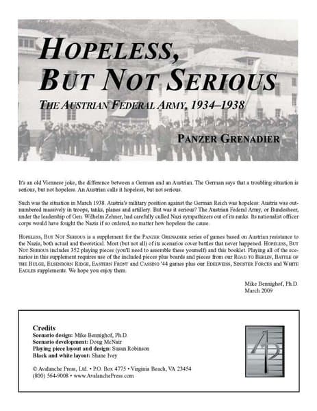 Panzer Grenadier: Hopeless, But Not Serious – The Austrian Federal Army, 1934-1938