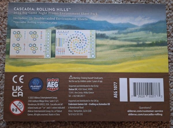 Cascadia: Rolling Hills – 2024 Big Game Night Promo Environment Sheet Pack