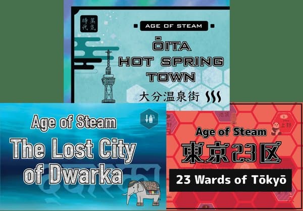 Age of Steam Expansion: 23 Wards of Tōkyō, Ōita Hot Spring Town & The Lost City of Dwarka