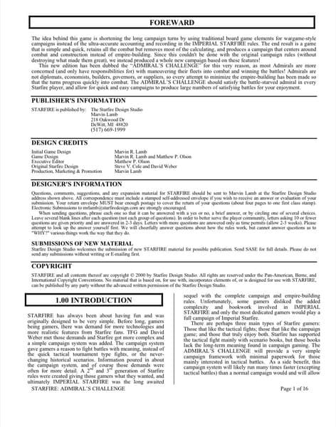 Starfire (3rd Edition): Admiral's Challenge