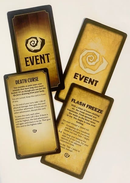 Betrayal at House on the Hill and Baldur's Gate Promo Cards: Flash Freeze & Death Curse
