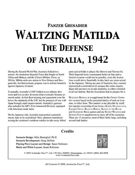 Panzer Grenadier: Waltzing Matilda